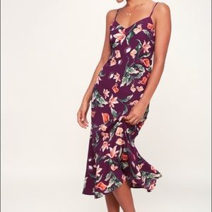 Purple floral midi dress